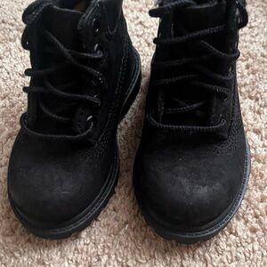 Black Timberland 6 inch Suede Kids Boots